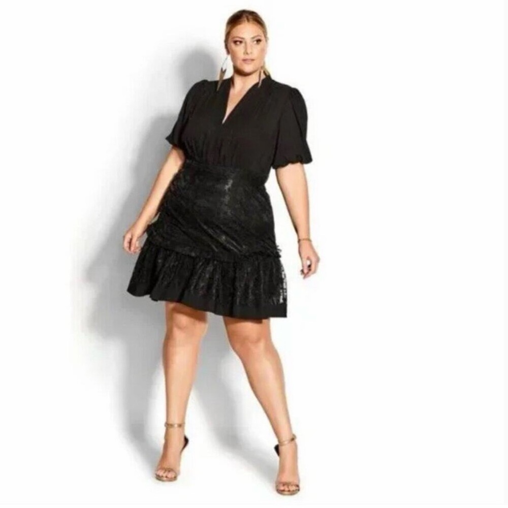 City Chic Harmony Black Cocktail Party Dress Plus Sz
